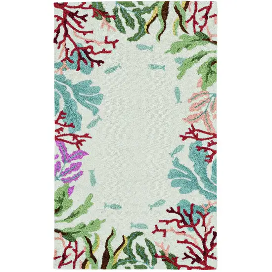 2' X 7' Ivory Ocean Lagoon Runner Rug Photo 1