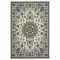 Photo of 3' X 5' Ivory Oriental Stain Resistant Indoor Outdoor Area Rug