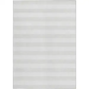 Photo of 3' X 4' Ivory Striped Washable Non Skid Indoor Outdoor Area Rug