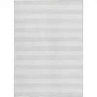 Photo of 3' X 5' Ivory Striped Washable Non Skid Indoor Outdoor Area Rug