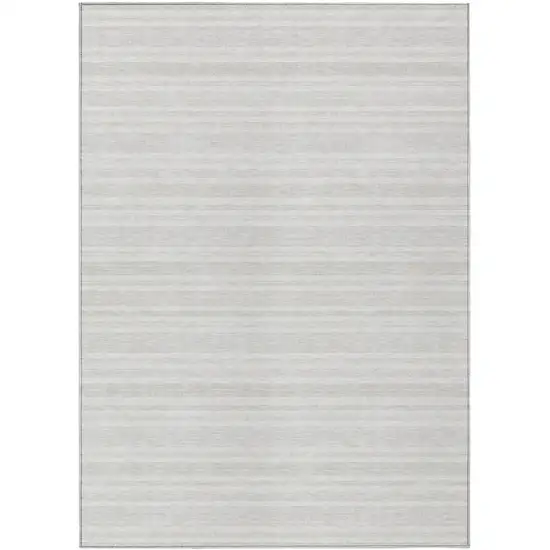 Ivory Striped Washable Non Skid Indoor Outdoor Area Rug Photo 2