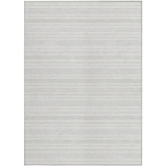 3' X 5' Ivory Striped Washable Non Skid Indoor Outdoor Area Rug Photo 5