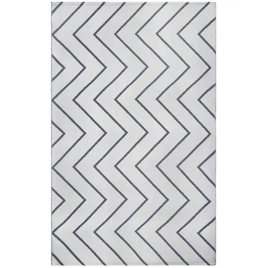 3' X 5' Ivory Waves Stain Resistant Indoor Outdoor Area Rug Photo 1