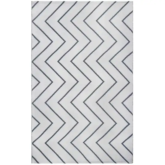 5' X 7' Ivory Waves Stain Resistant Indoor Outdoor Area Rug Photo 1