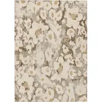 Photo of 3' X 4' Khaki Floral Washable Non Skid Indoor Outdoor Area Rug