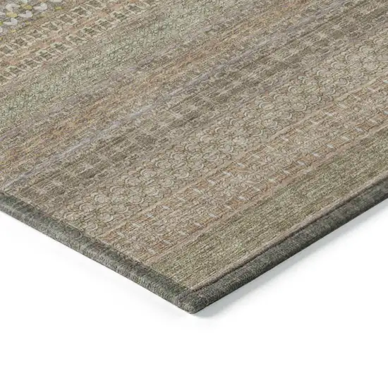 3' X 4' Khaki Striped Washable Non Skid Indoor Outdoor Area Rug Photo 7