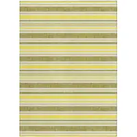 Photo of 3' X 4' Khaki Striped Washable Non Skid Indoor Outdoor Area Rug