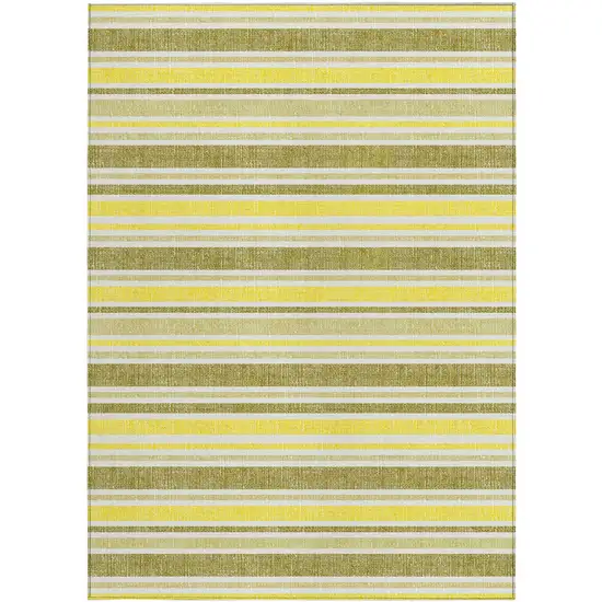 3' X 4' Khaki Striped Washable Non Skid Indoor Outdoor Area Rug Photo 3