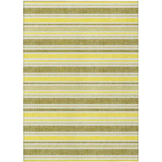 3' X 5' Khaki Striped Washable Non Skid Indoor Outdoor Area Rug Photo 1