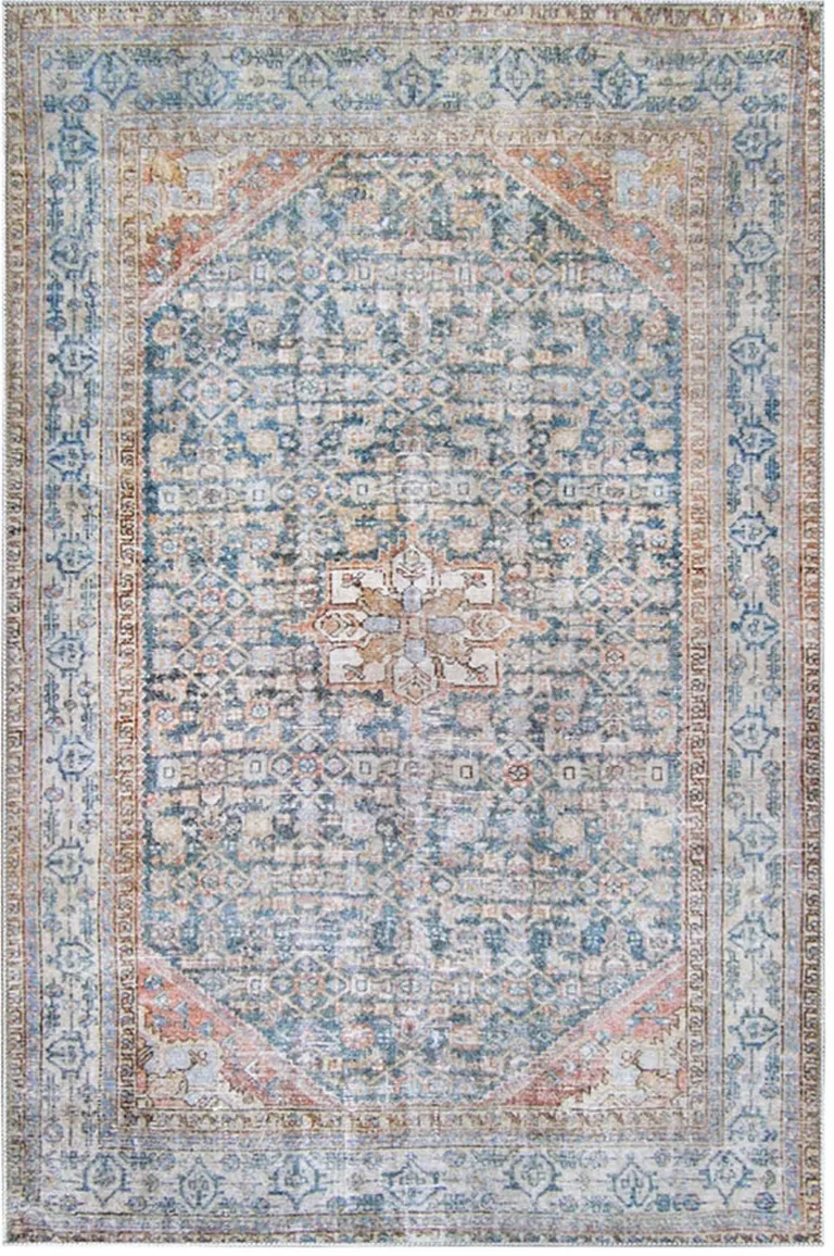 7' X 9' Latte Oriental Medallion Stain Resistant Area Rug Photo 1