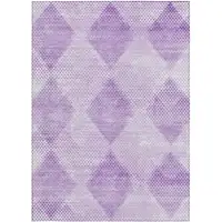 Photo of 3' X 4' Lavender Geometric Washable Non Skid Indoor Outdoor Area Rug