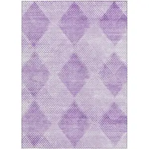 Photo of 3' X 4' Lavender Geometric Washable Non Skid Indoor Outdoor Area Rug