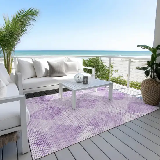 3' X 4' Lavender Geometric Washable Non Skid Indoor Outdoor Area Rug Photo 8