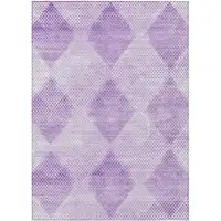 Photo of 3' X 5' Lavender Geometric Washable Non Skid Indoor Outdoor Area Rug