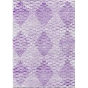 Photo of 3' X 5' Lavender Geometric Washable Non Skid Indoor Outdoor Area Rug