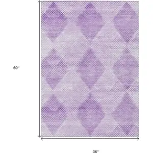 Photo of 3' X 5' Lavender Geometric Washable Non Skid Indoor Outdoor Area Rug