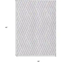 Photo of 3' X 4' Lavender and Ivory Geometric Washable Non Skid Indoor Outdoor Area Rug