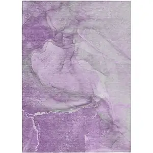 Photo of 3' X 4' Lilac Abstract Washable Non Skid Indoor Outdoor Area Rug