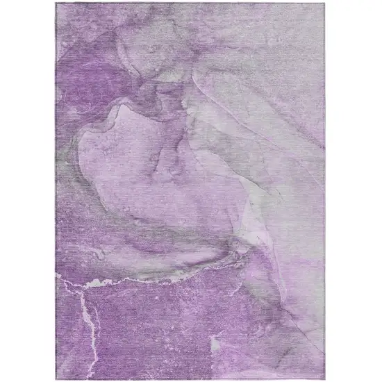 3' X 5' Lilac Abstract Washable Non Skid Indoor Outdoor Area Rug Photo 2