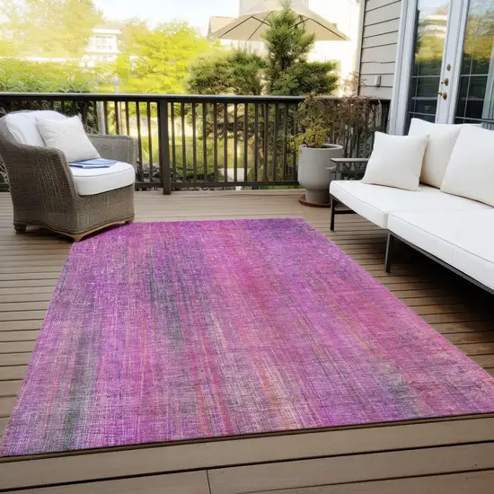 3' X 5' Lilac Striped Washable Non Skid Indoor Outdoor Area Rug Photo 8