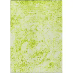 Photo of 3' X 4' Lime Green Abstract Washable Non Skid Indoor Outdoor Area Rug