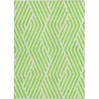 Photo of 3' X 4' Lime Green and White Geometric Washable Non Skid Indoor Outdoor Area Rug