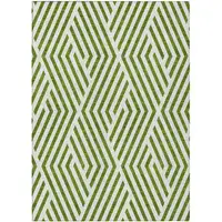 Photo of 3' X 4' Lime Green and White Geometric Washable Non Skid Indoor Outdoor Area Rug