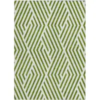 Photo of 3' X 5' Lime Green and White Geometric Washable Non Skid Indoor Outdoor Area Rug