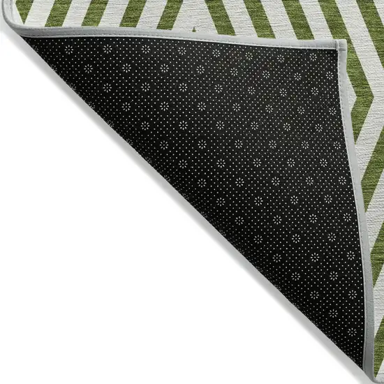 3' X 5' Lime Green and White Geometric Washable Non Skid Indoor Outdoor Area Rug Photo 6