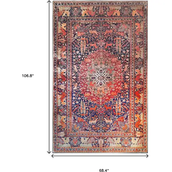 5' X 8' Medallion Stain Resistant Area Rug Photo 8