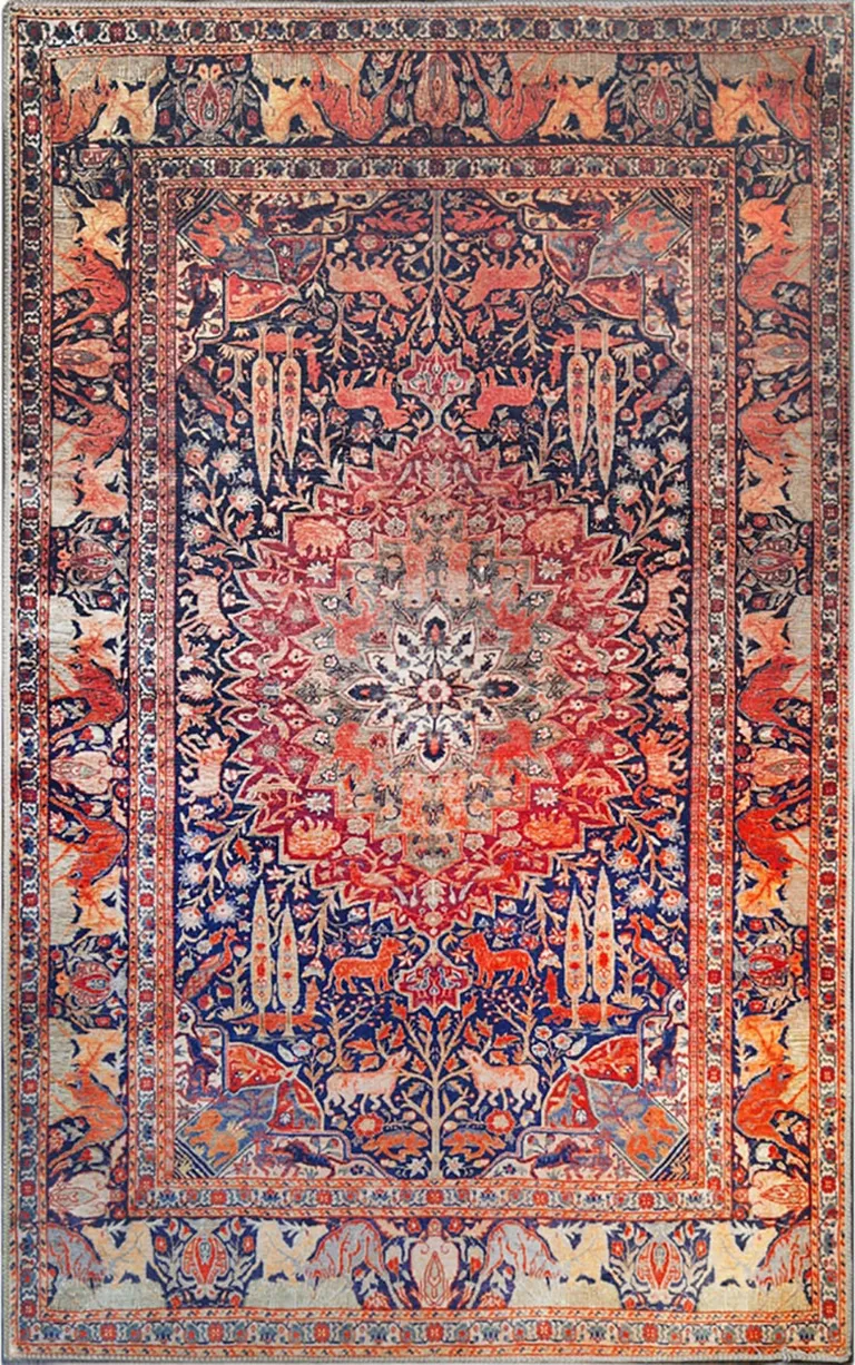 5' X 8' Medallion Stain Resistant Area Rug Photo 1