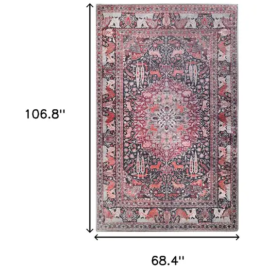 5' X 8' Medallion Stain Resistant Area Rug Photo 8