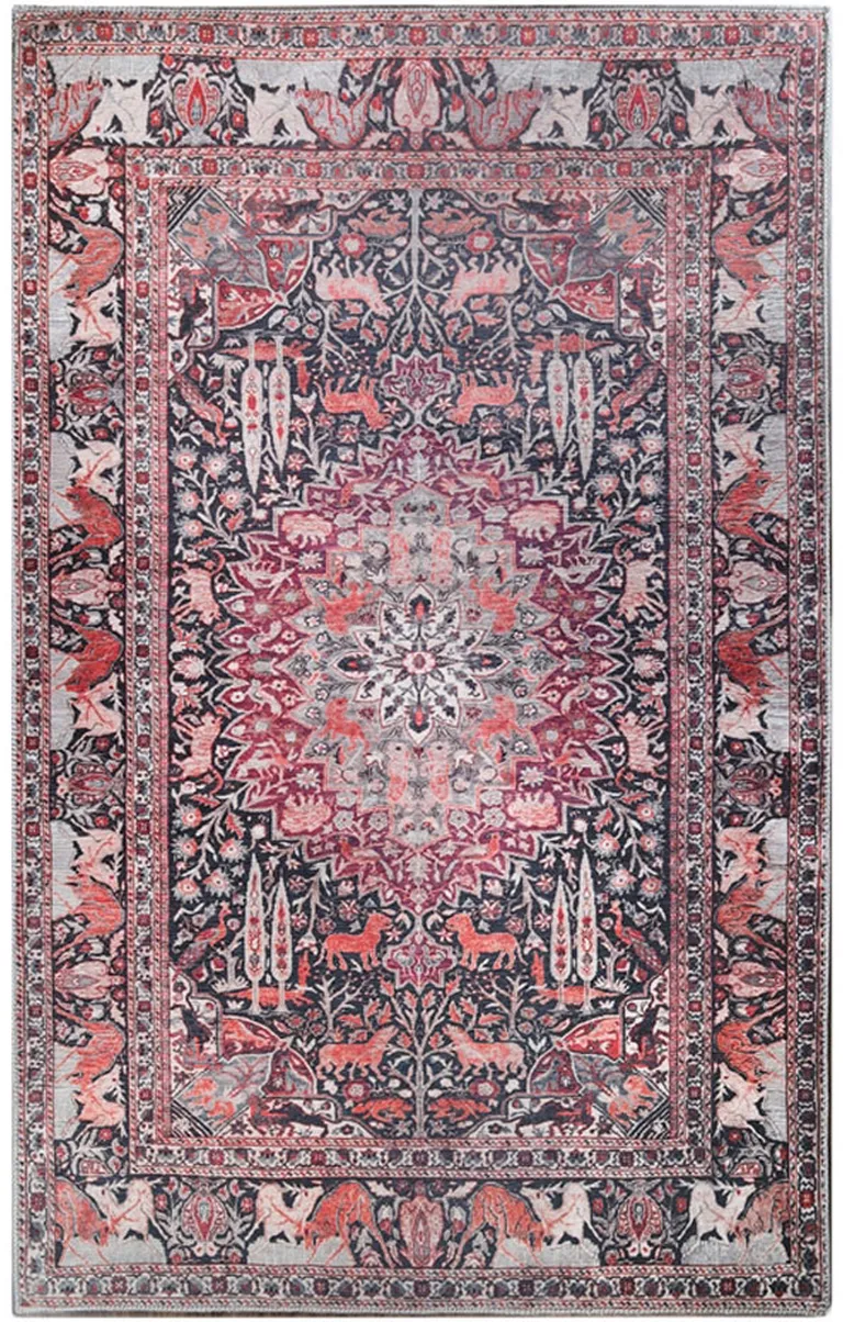 5' X 7' Medallion Stain Resistant Area Rug Photo 1