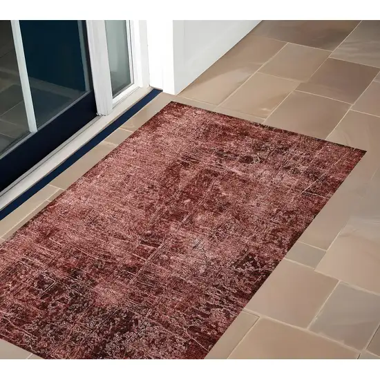 3' X 4' Merlot Abstract Washable Non Skid Indoor Outdoor Area Rug Photo 1