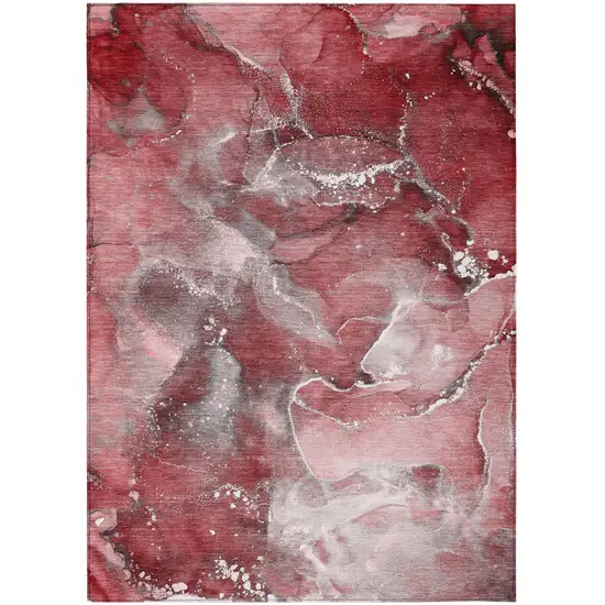 Merlot Abstract Washable Non Skid Indoor Outdoor Area Rug Photo 2