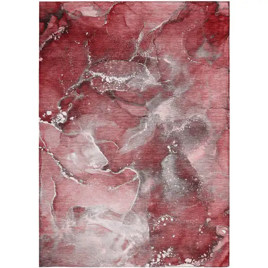 3' X 5' Merlot Abstract Washable Non Skid Indoor Outdoor Area Rug Photo 7