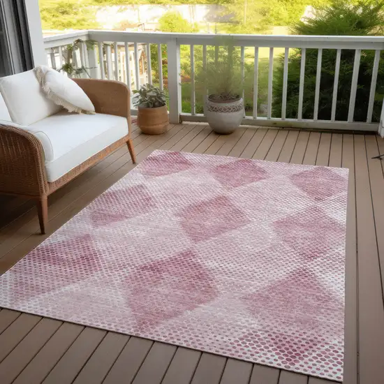 3' X 4' Merlot Geometric Washable Non Skid Indoor Outdoor Area Rug Photo 8