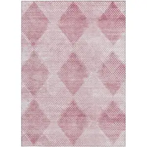 Photo of 3' X 4' Merlot Geometric Washable Non Skid Indoor Outdoor Area Rug