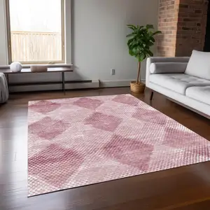 Photo of 3' X 5' Merlot Geometric Washable Non Skid Indoor Outdoor Area Rug