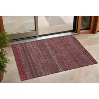 Photo of 3' X 4' Merlot Striped Washable Non Skid Indoor Outdoor Area Rug