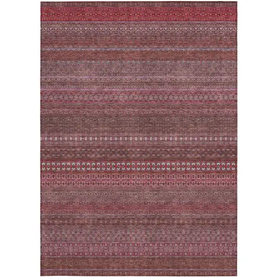 3' X 4' Merlot Striped Washable Non Skid Indoor Outdoor Area Rug Photo 4