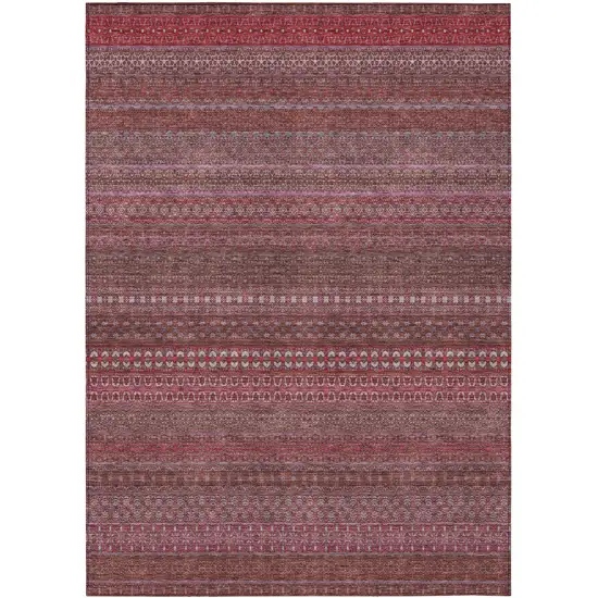 3' X 4' Merlot Striped Washable Non Skid Indoor Outdoor Area Rug Photo 2