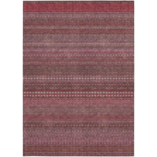 3' X 5' Merlot Striped Washable Non Skid Indoor Outdoor Area Rug Photo 5