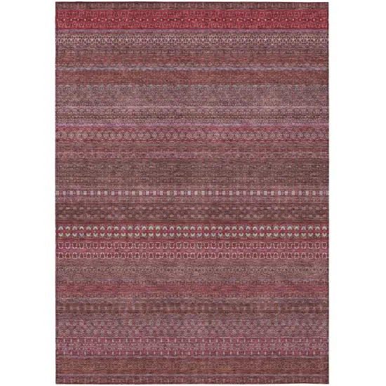 3' X 5' Merlot Striped Washable Non Skid Indoor Outdoor Area Rug Photo 2