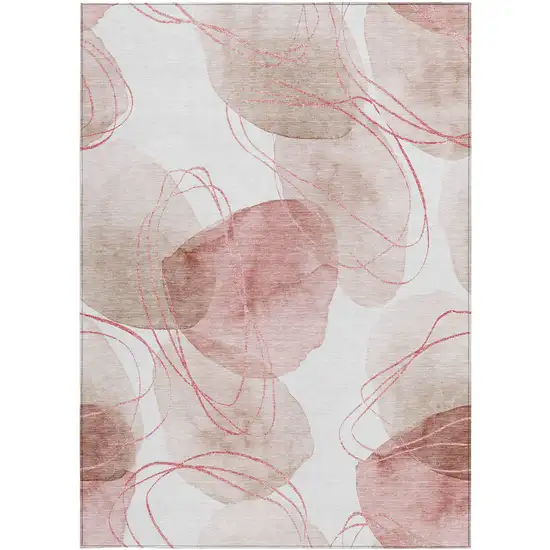 3' X 4' Merlot and Ivory Abstract Washable Non Skid Indoor Outdoor Area Rug Photo 4