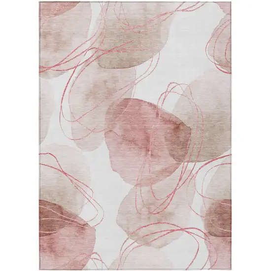 3' X 4' Merlot and Ivory Abstract Washable Non Skid Indoor Outdoor Area Rug Photo 2