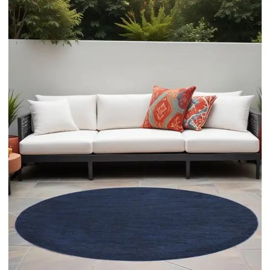 4' X 4' Midnight Blue Round Non Skid Indoor Outdoor Area Rug Photo 1