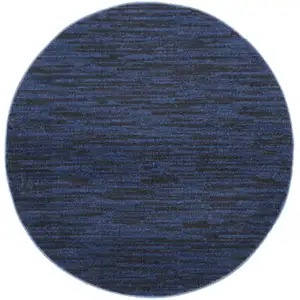 Photo of 4' X 4' Midnight Blue Round Non Skid Indoor Outdoor Area Rug