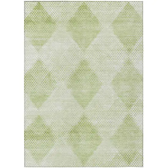 Mint Green Geometric Washable Non Skid Indoor Outdoor Area Rug Photo 2