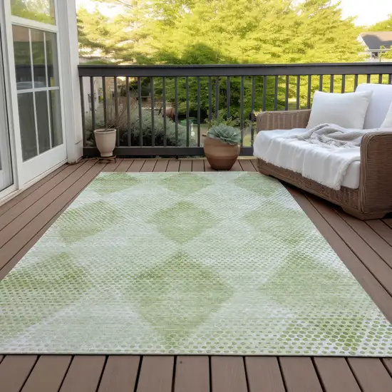 3' X 4' Mint Green Geometric Washable Non Skid Indoor Outdoor Area Rug Photo 8